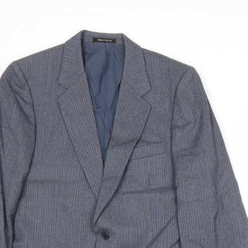 St Michael Mens Grey Striped Wool Jacket Suit Jacket Size 38 Regular