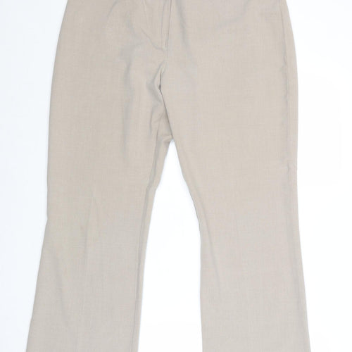 BHS Womens Beige Polyester Dress Pants Trousers Size 14 Regular Zip