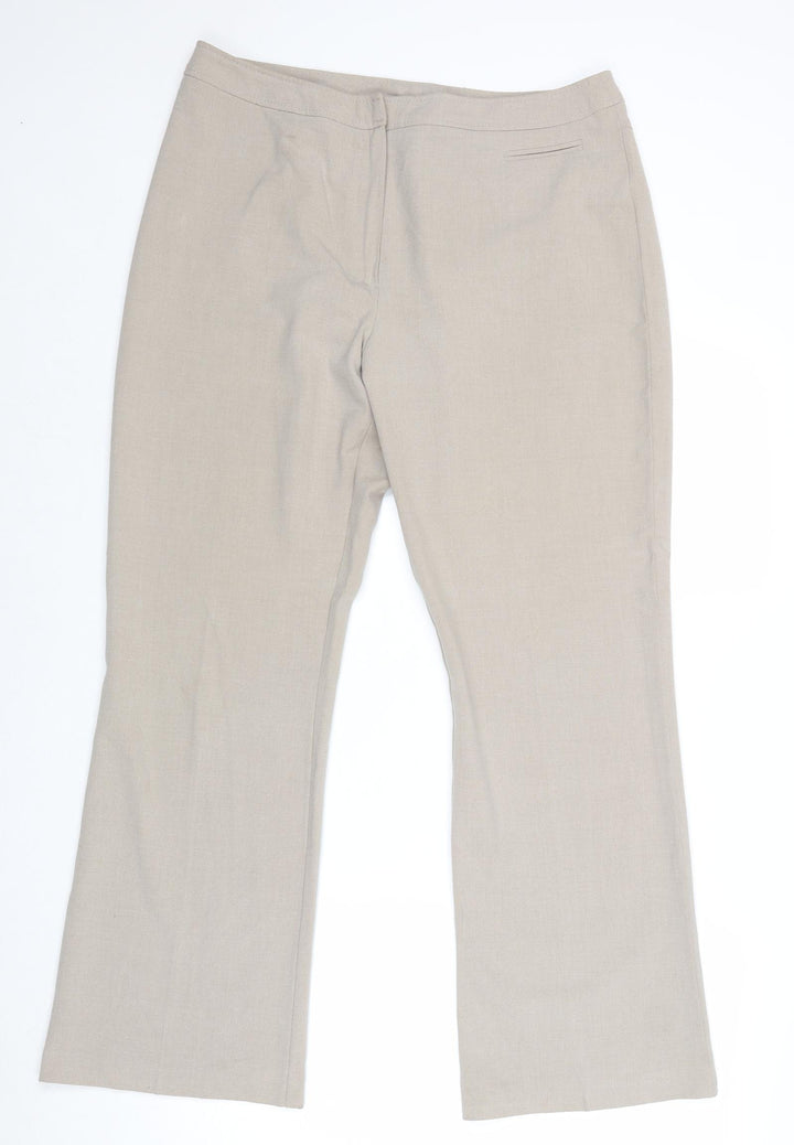 BHS Womens Beige Polyester Dress Pants Trousers Size 14 Regular Zip