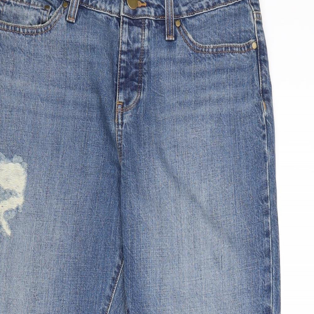 Marks and Spencer Womens Blue Cotton Straight Jeans Size 12 Regular Zip