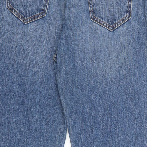 Marks and Spencer Womens Blue Cotton Straight Jeans Size 12 Regular Zip