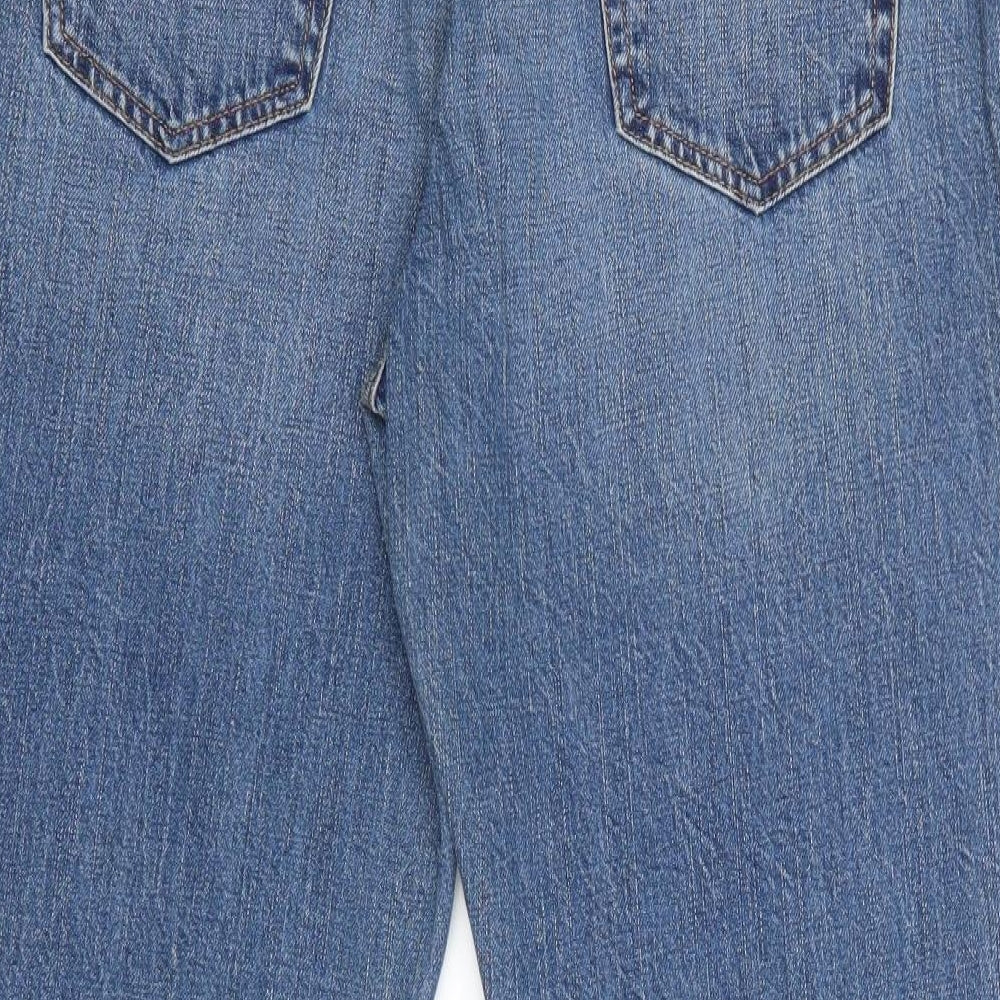 Marks and Spencer Womens Blue Cotton Straight Jeans Size 12 Regular Zip