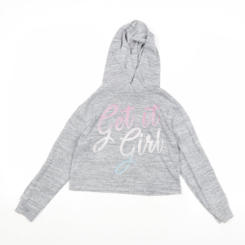 Very Girls Grey Polyester Pullover Hoodie Size 7 Years Pullover - Get It Girl