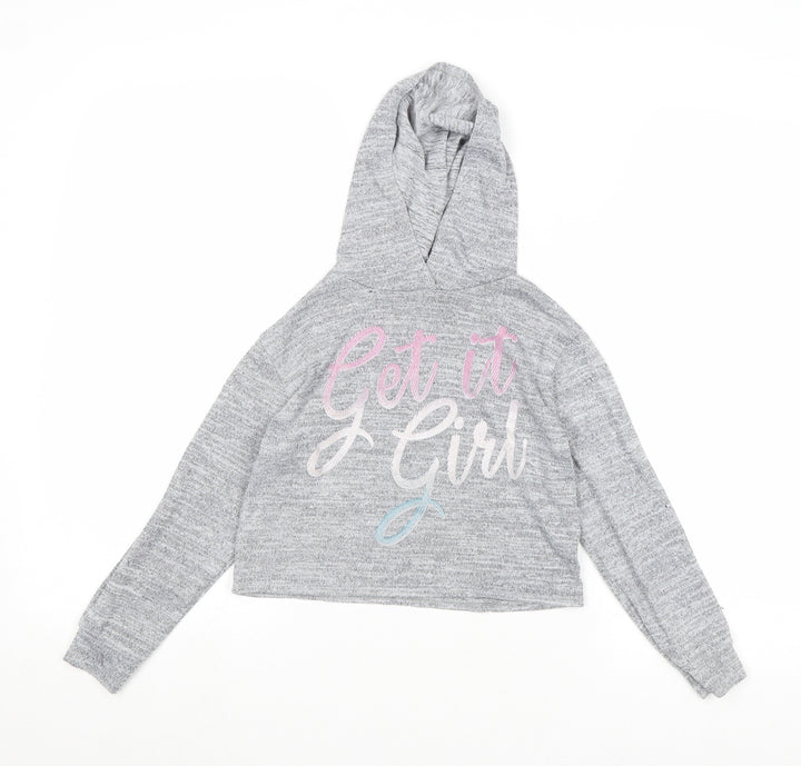 Very Girls Grey Polyester Pullover Hoodie Size 7 Years Pullover - Get It Girl