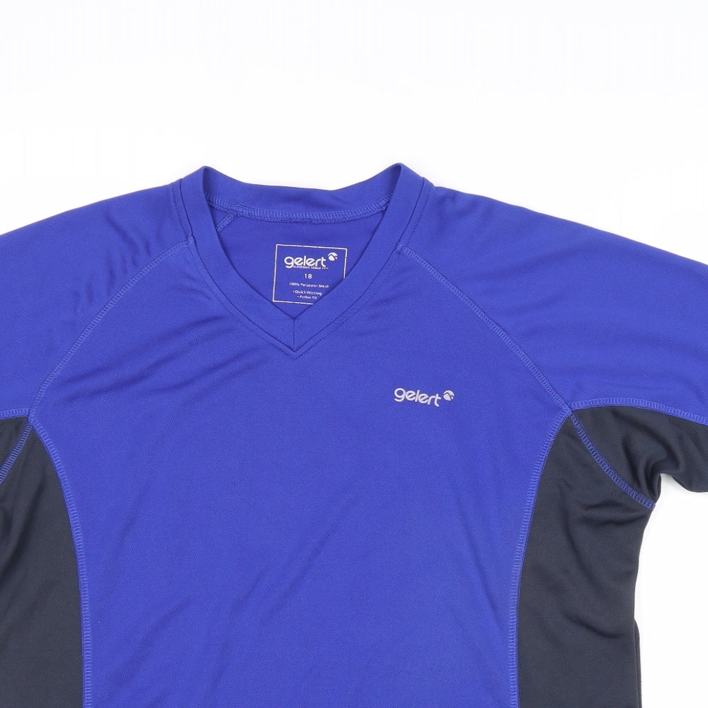 Gelert Womens Blue Colourblock Polyester Basic T-Shirt Size 18 V-Neck Pullover
