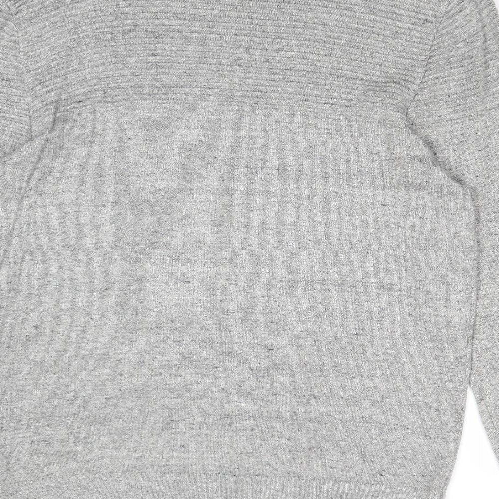 H&M Mens Grey Roll Neck Acrylic Pullover Jumper Size L Long Sleeve