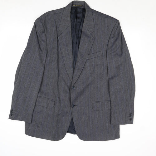James Barry Mens Blue Striped Wool Jacket Suit Jacket Size 42 Regular