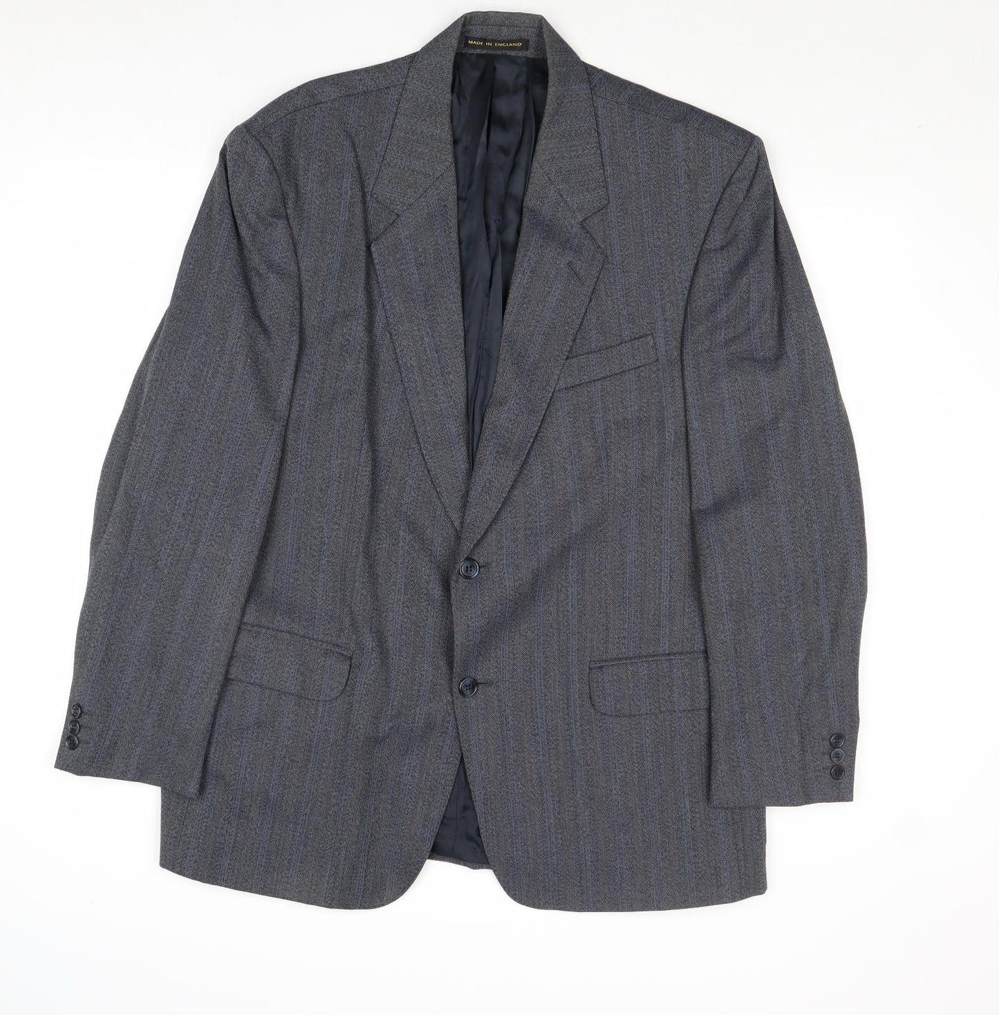 James Barry Mens Blue Striped Wool Jacket Suit Jacket Size 42 Regular