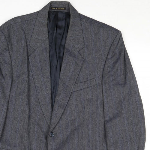 James Barry Mens Blue Striped Wool Jacket Suit Jacket Size 42 Regular