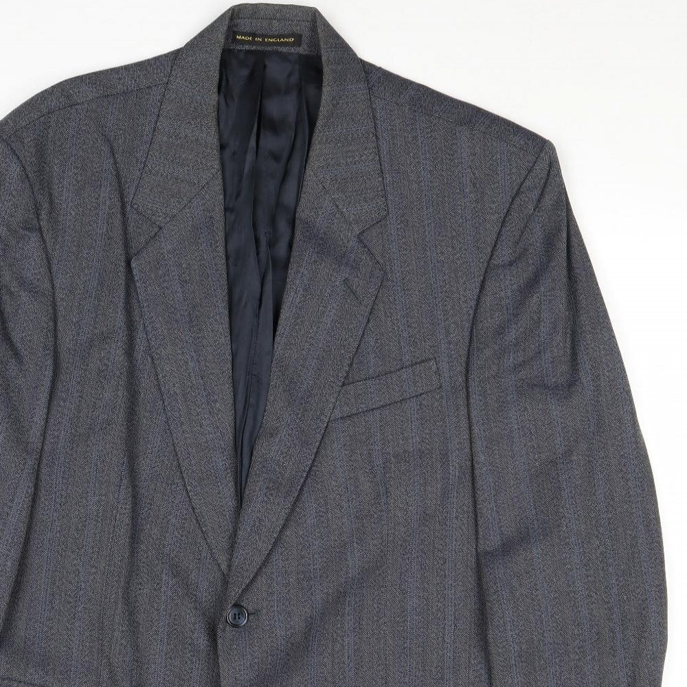 James Barry Mens Blue Striped Wool Jacket Suit Jacket Size 42 Regular