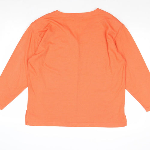 Fay Lousie Womens Orange V-Neck Acetate Cardigan Jumper One Size