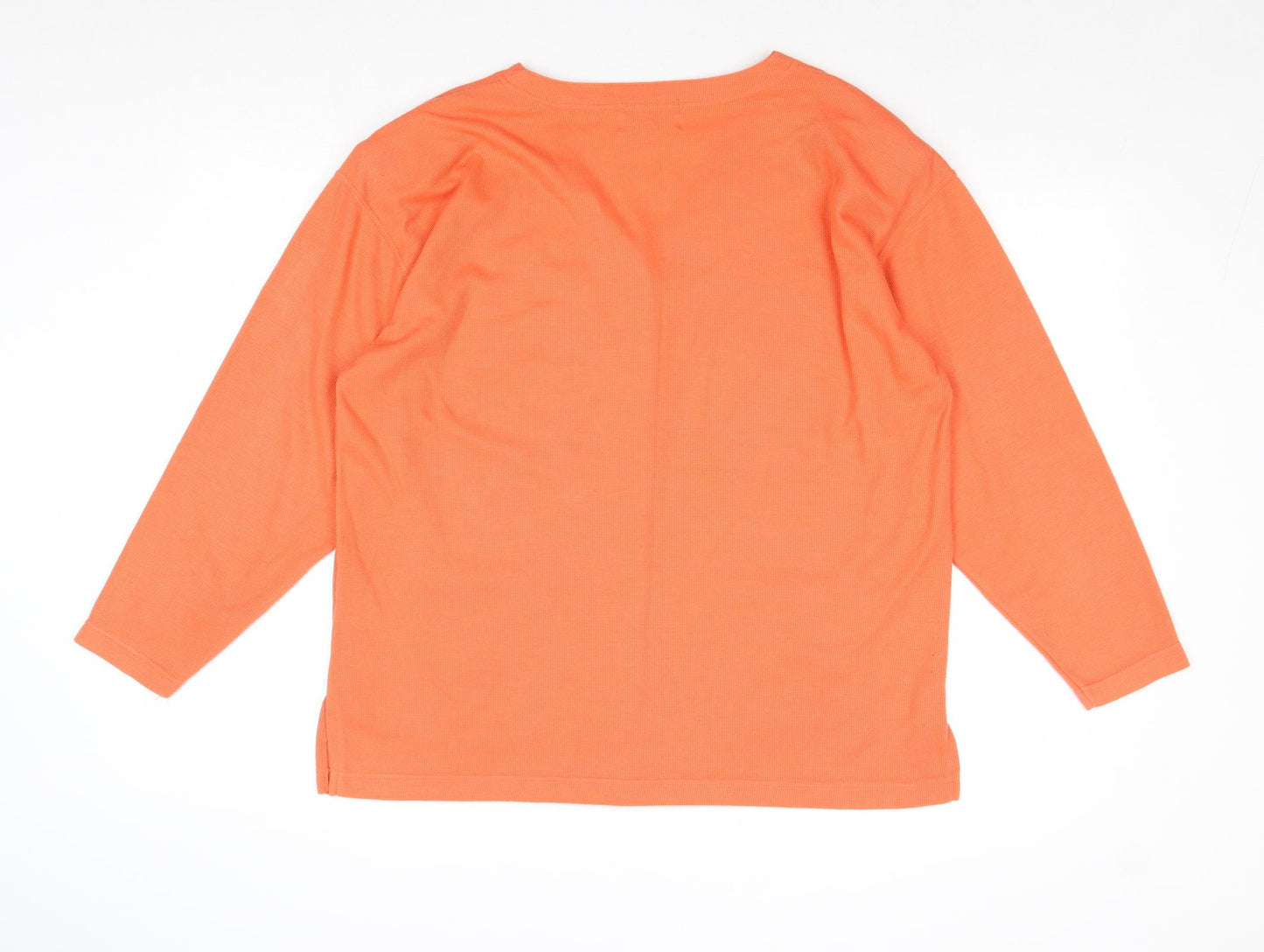 Fay Lousie Womens Orange V-Neck Acetate Cardigan Jumper One Size