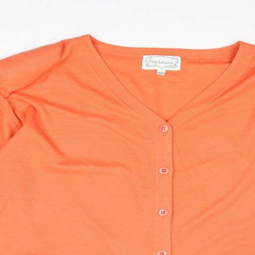 Fay Lousie Womens Orange V-Neck Acetate Cardigan Jumper One Size