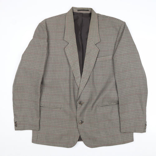 ID Mens Grey Geometric Polyester Jacket Blazer Size 42 Regular
