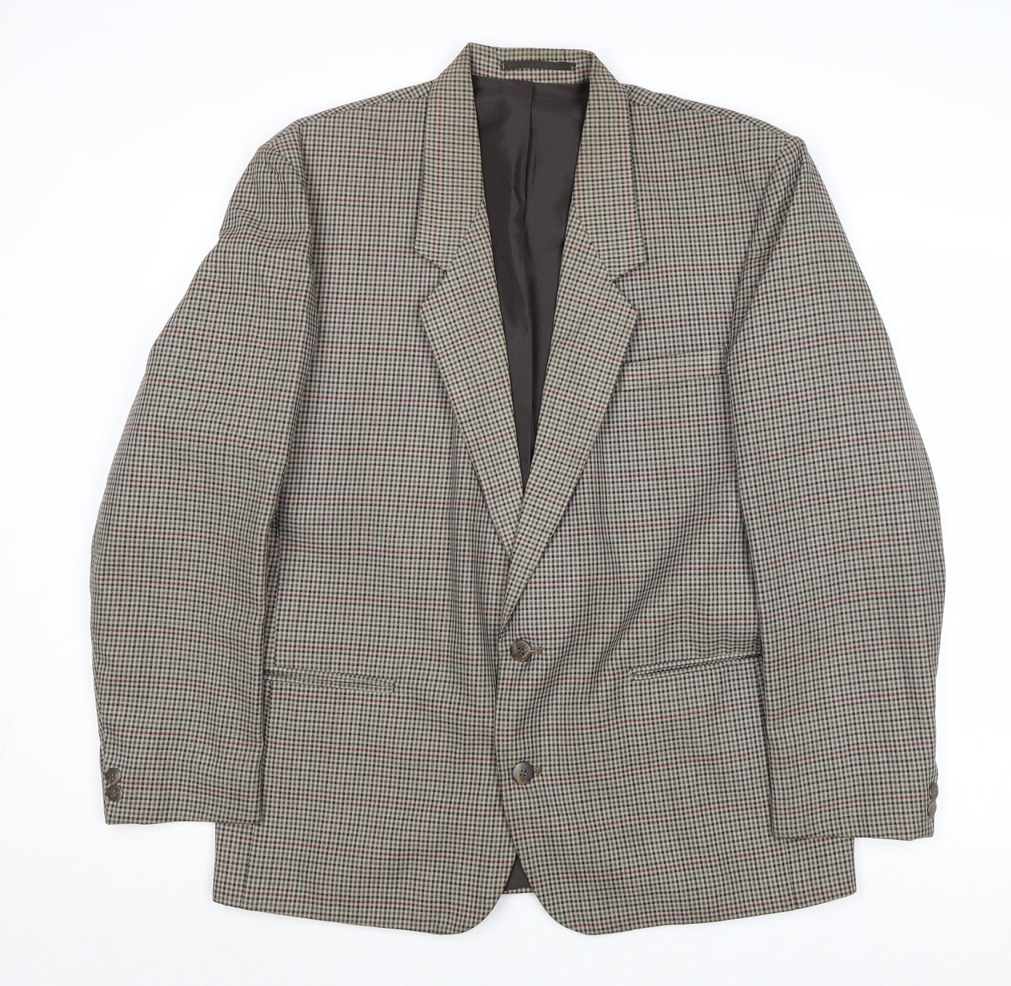ID Mens Grey Geometric Polyester Jacket Blazer Size 42 Regular