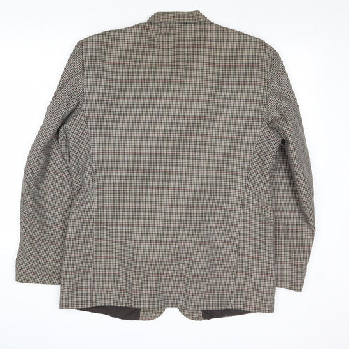 ID Mens Grey Geometric Polyester Jacket Blazer Size 42 Regular