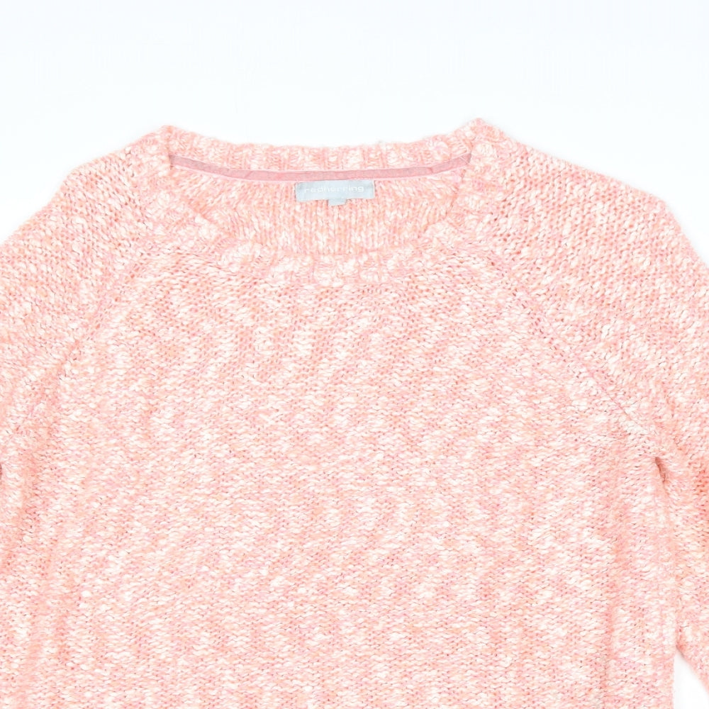 Red Herring Womens Pink Round Neck Acrylic Pullover Jumper Size 16