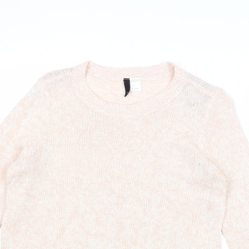 Divided by H&M Womens Pink Round Neck Acrylic Pullover Jumper Size S