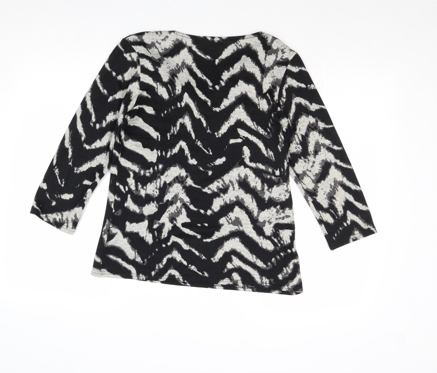 Just Elegance Womens Black Cowl Neck Geometric Polyester Pullover Jumper Size 12