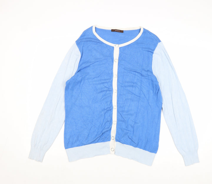 Savoir Womens Blue Round Neck Viscose Cardigan Jumper Size 14