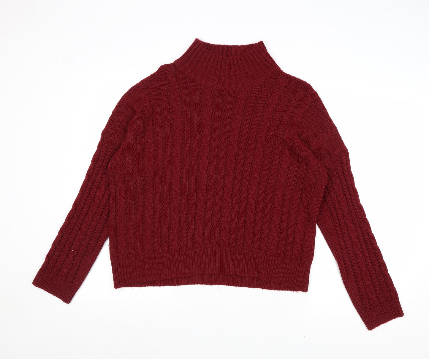 Lulua London Womens Red High Neck Acrylic Pullover Jumper Size L