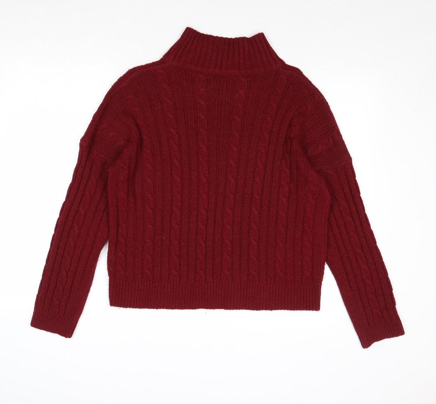 Lulua London Womens Red High Neck Acrylic Pullover Jumper Size L