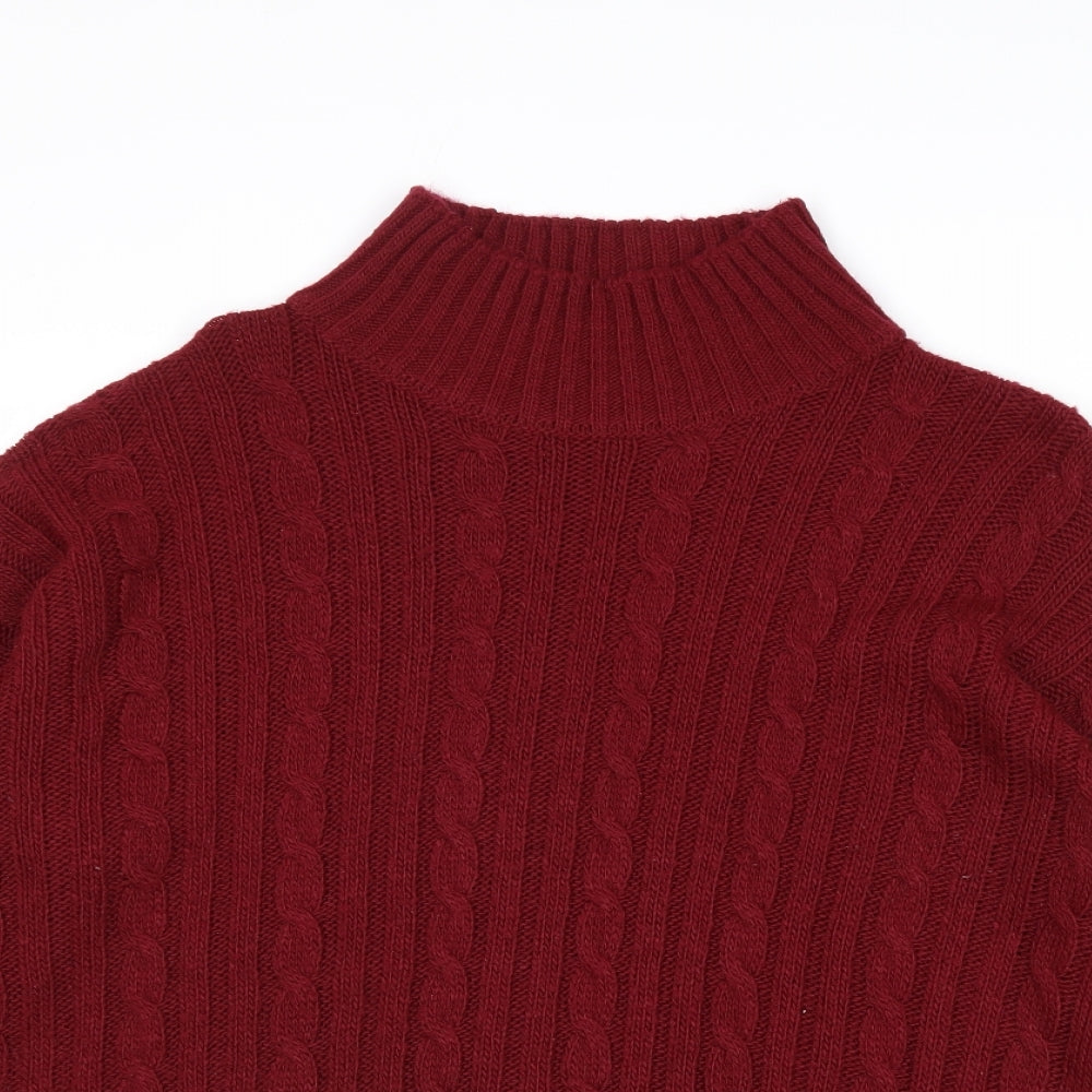Lulua London Womens Red High Neck Acrylic Pullover Jumper Size L
