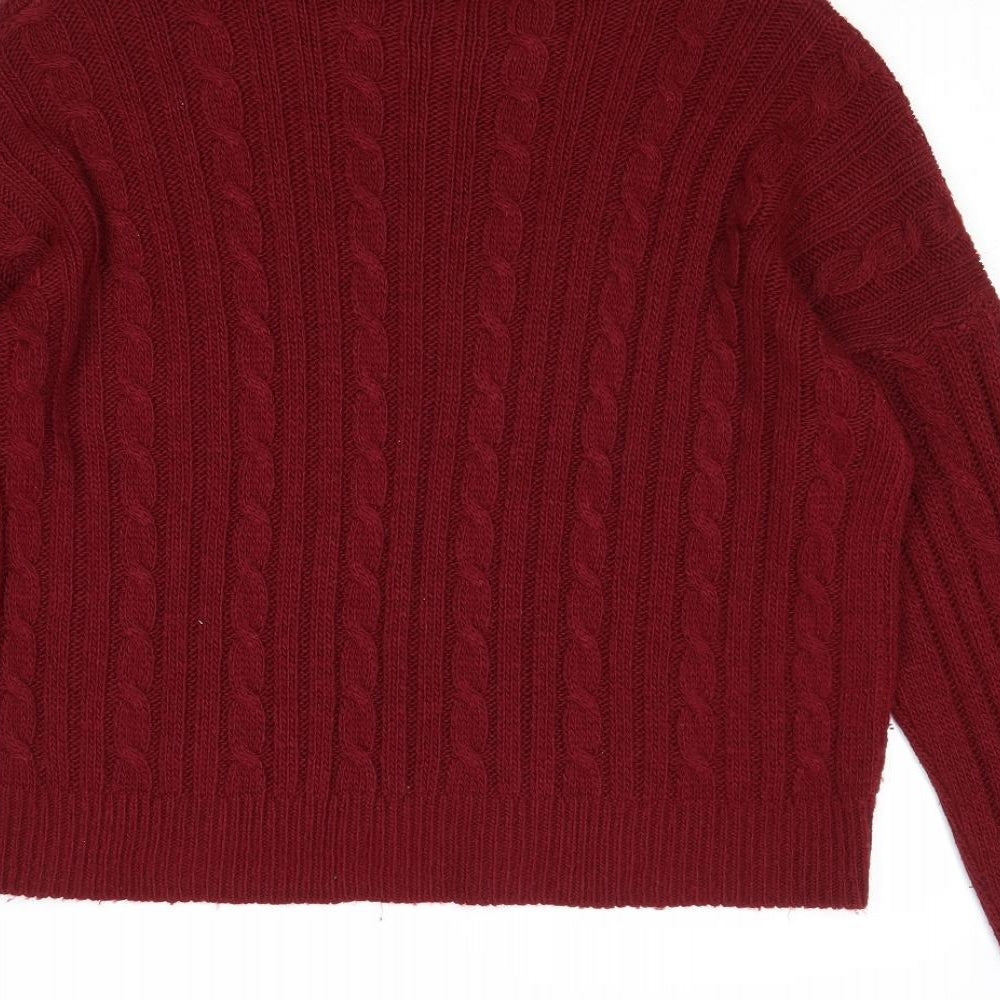 Lulua London Womens Red High Neck Acrylic Pullover Jumper Size L
