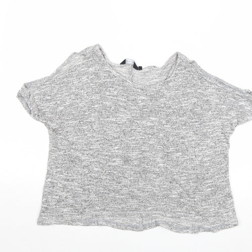 New Look Womens Grey Round Neck Viscose Pullover Jumper Size 8 - Cold Shoulder