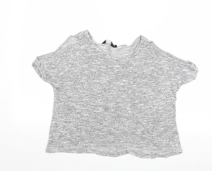 New Look Womens Grey Round Neck Viscose Pullover Jumper Size 8 - Cold Shoulder