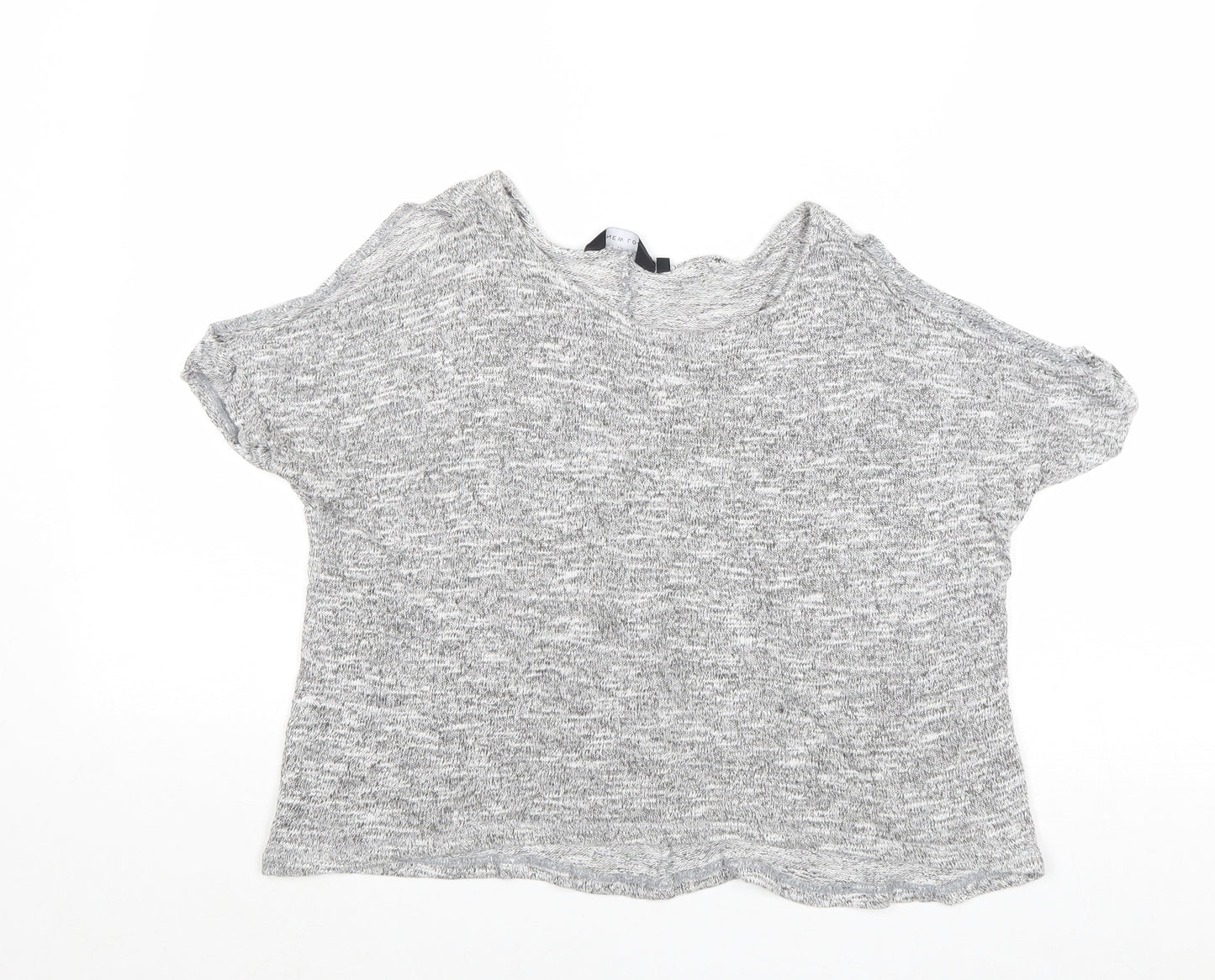 New Look Womens Grey Round Neck Viscose Pullover Jumper Size 8 - Cold Shoulder