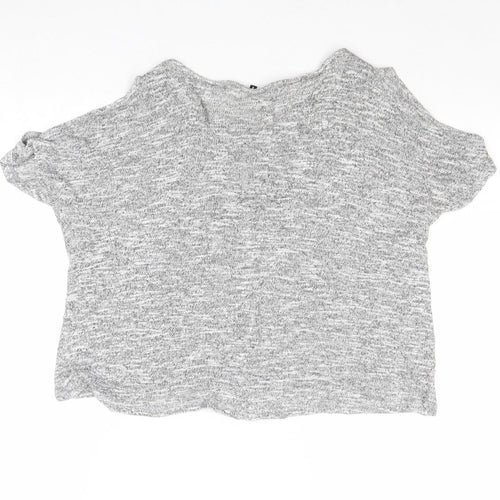 New Look Womens Grey Round Neck Viscose Pullover Jumper Size 8 - Cold Shoulder