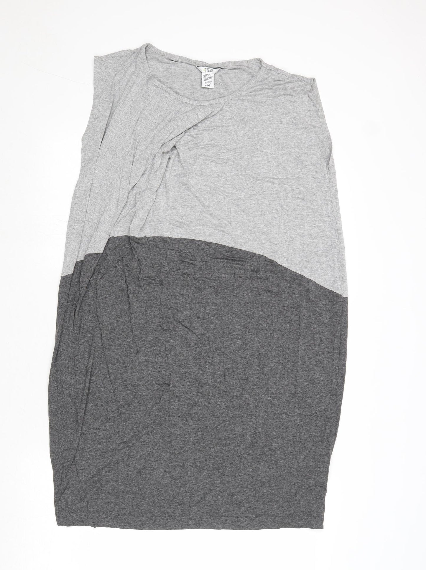 mamas & papas Womens Grey Colourblock Viscose T-Shirt Dress Size 14 Round Neck Pullover