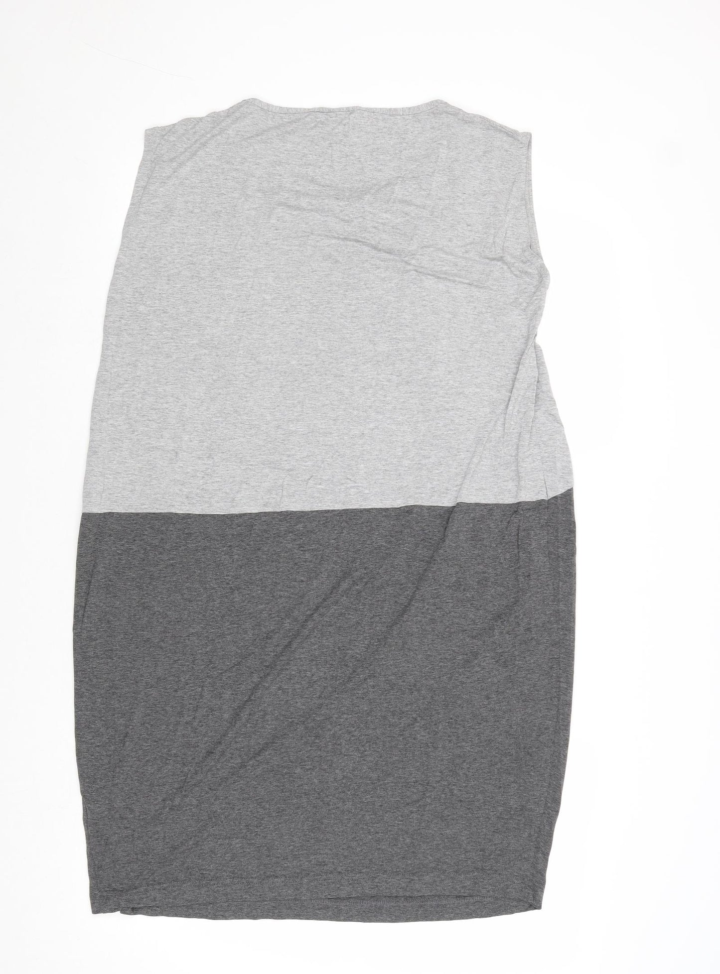 mamas & papas Womens Grey Colourblock Viscose T-Shirt Dress Size 14 Round Neck Pullover
