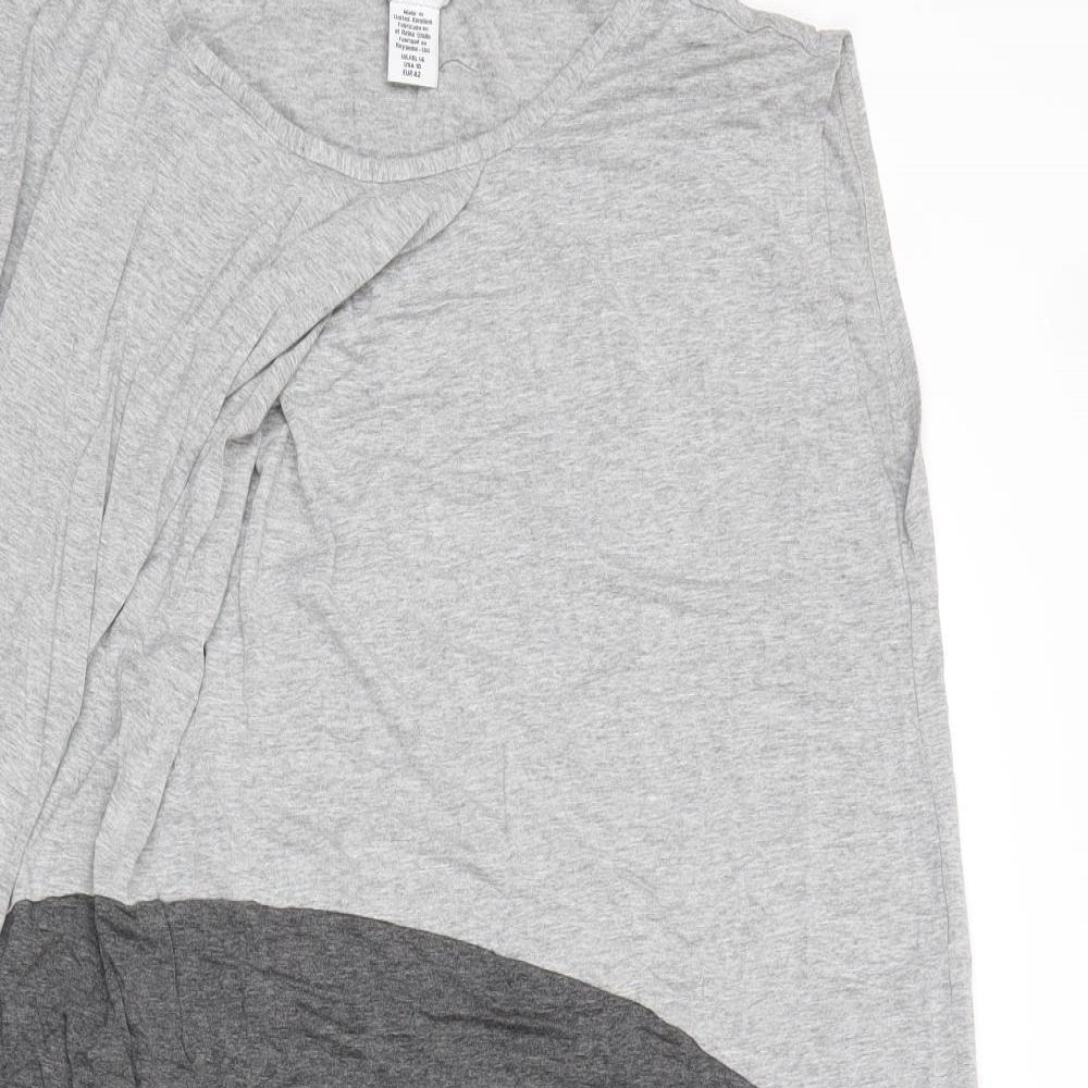 mamas & papas Womens Grey Colourblock Viscose T-Shirt Dress Size 14 Round Neck Pullover