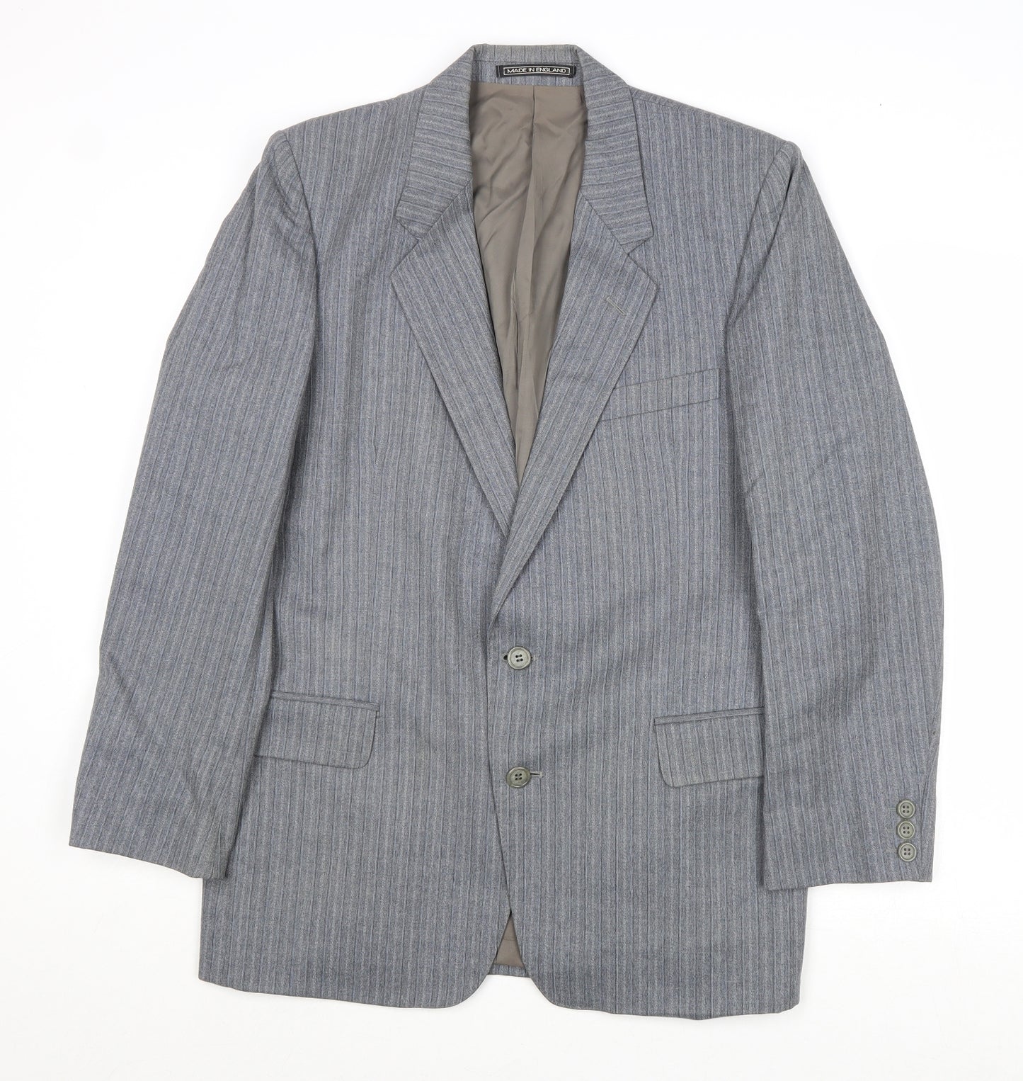 Simon Mens Grey Striped Wool Jacket Suit Jacket Size 38 Regular