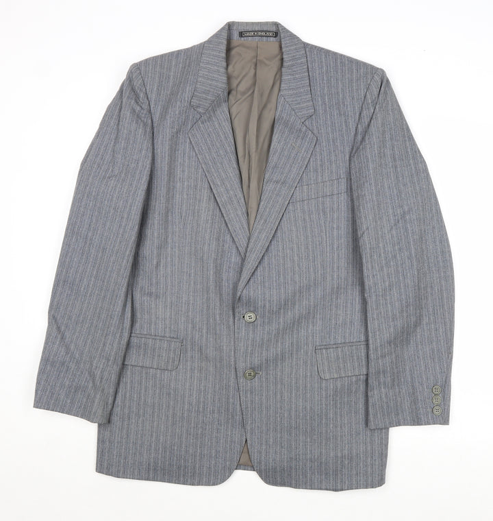 Simon Mens Grey Striped Wool Jacket Suit Jacket Size 38 Regular