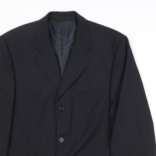Pinstripe Mens Black Wool Jacket Suit Jacket Size 40 Regular