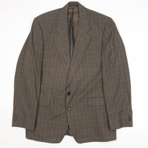 Thomas Deas Mens Brown Plaid Wool Jacket Blazer Size 42 Regular