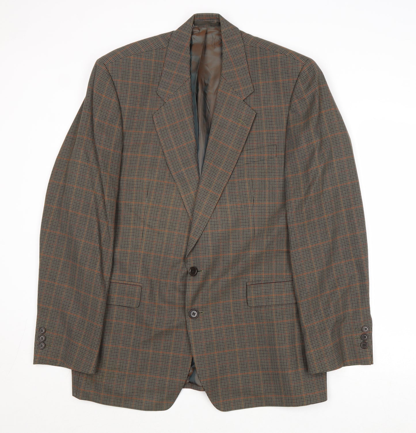 Thomas Deas Mens Brown Plaid Wool Jacket Blazer Size 42 Regular