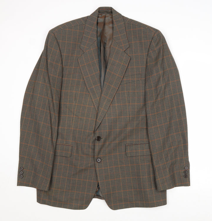 Thomas Deas Mens Brown Plaid Wool Jacket Blazer Size 42 Regular