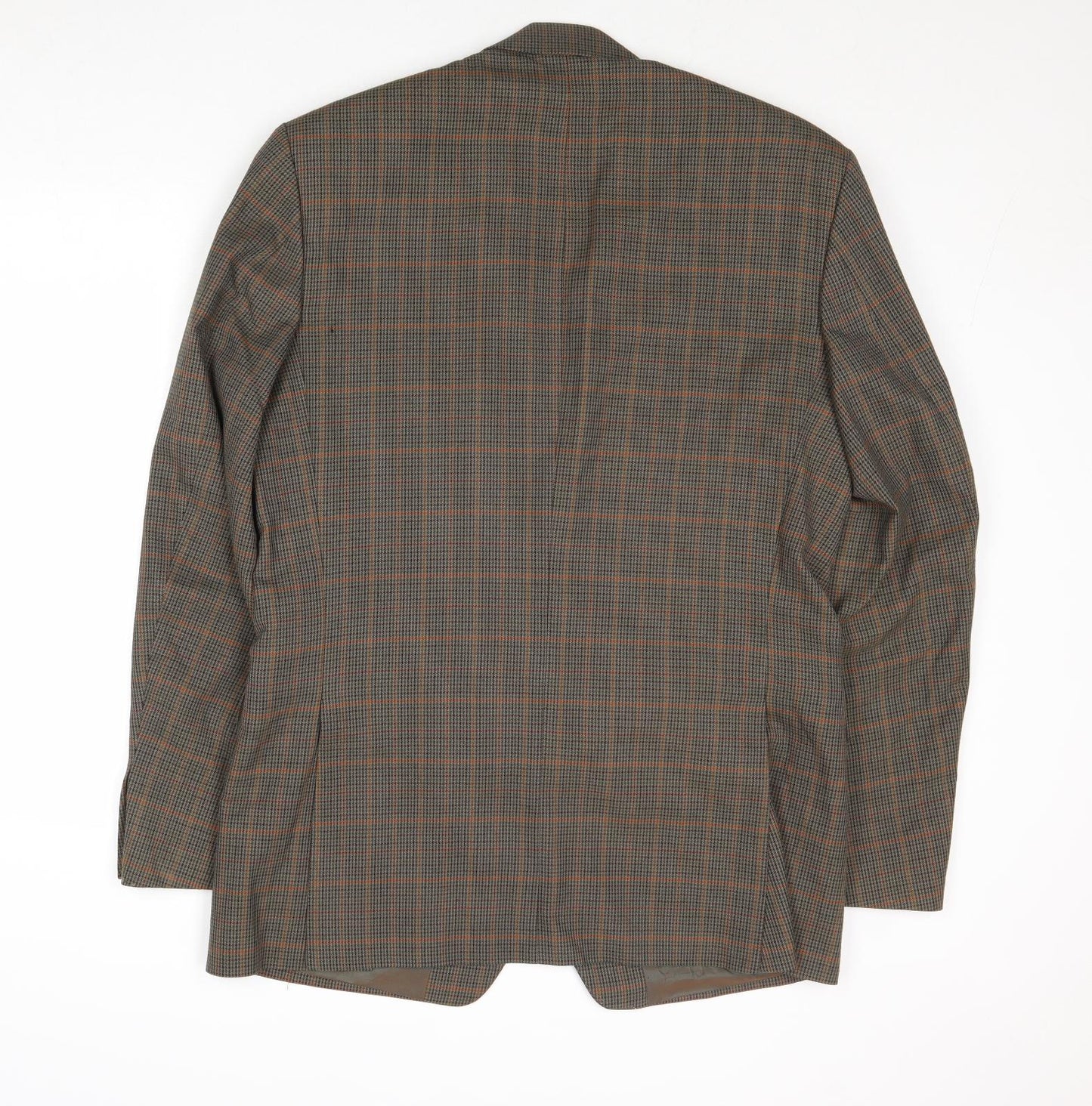 Thomas Deas Mens Brown Plaid Wool Jacket Blazer Size 42 Regular