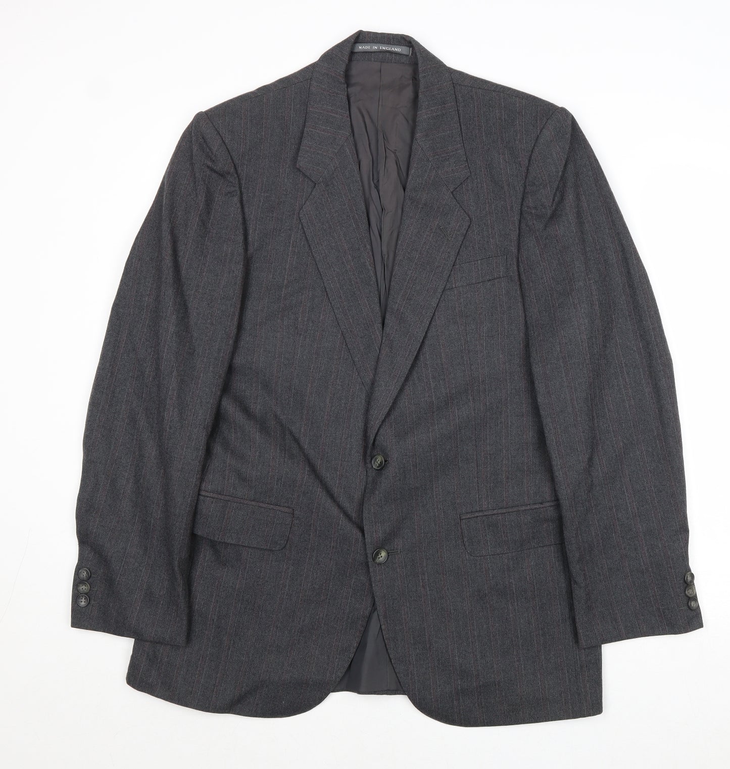 The Label Mens Grey Striped Wool Jacket Suit Jacket Size 38 Regular