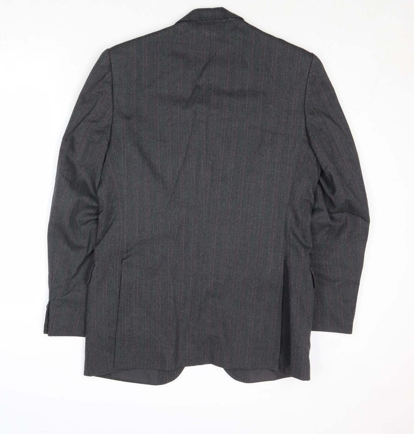 The Label Mens Grey Striped Wool Jacket Suit Jacket Size 38 Regular