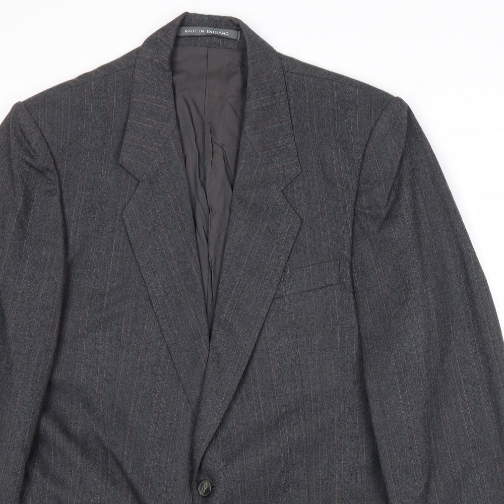 The Label Mens Grey Striped Wool Jacket Suit Jacket Size 38 Regular