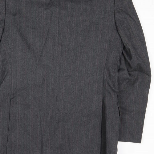 The Label Mens Grey Striped Wool Jacket Suit Jacket Size 38 Regular