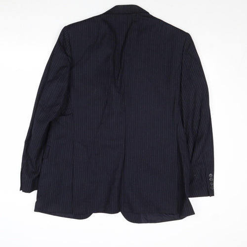 St Michael Mens Blue Striped Wool Jacket Suit Jacket Size 42 Regular