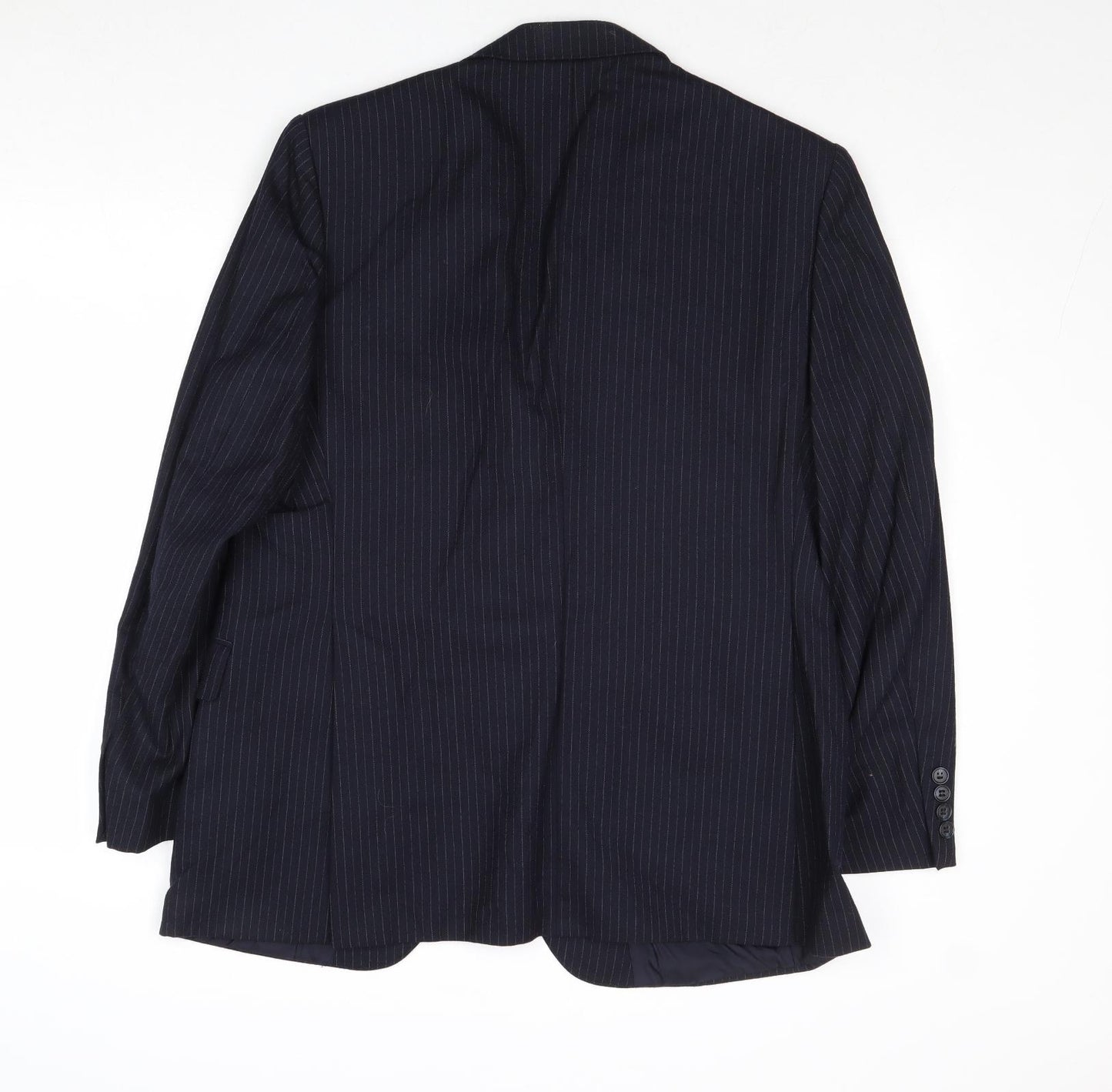 St Michael Mens Blue Striped Wool Jacket Suit Jacket Size 42 Regular