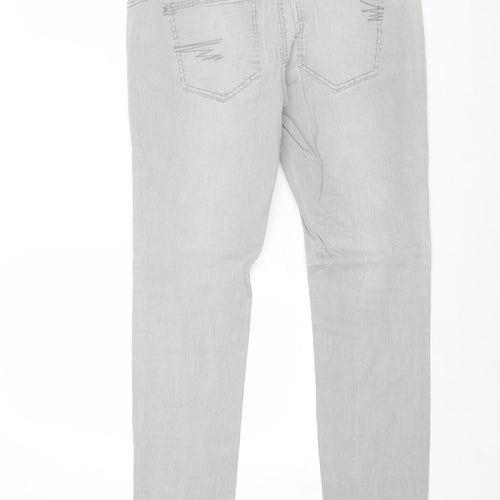 Cecil Womens Grey Striped Cotton Skinny Jeans Size 32 in Regular Zip