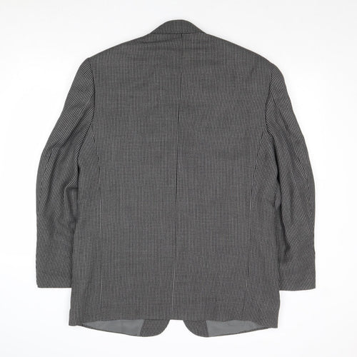 Classic Mens Grey Geometric Polyester Jacket Suit Jacket Size 44 Regular